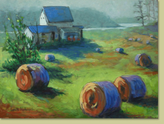 Early Morning Hay Bales, Great Bay by Lynda Kodwyck